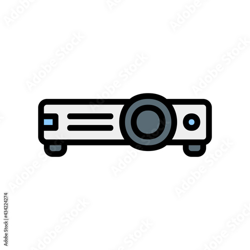 Projector icon vector illustration in filled line style about multimedia for any projects