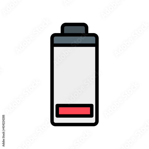 Low Battery icon vector illustration in filled line style about multimedia for any projects