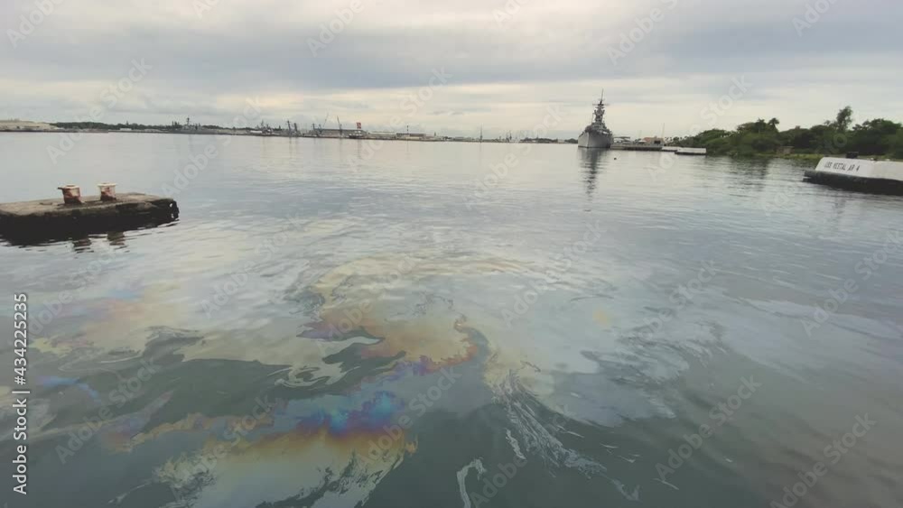 Sunken USS Arizona Battleship Oil Leaking At Pearl Harbor Stock 비디오 Adobe Stock