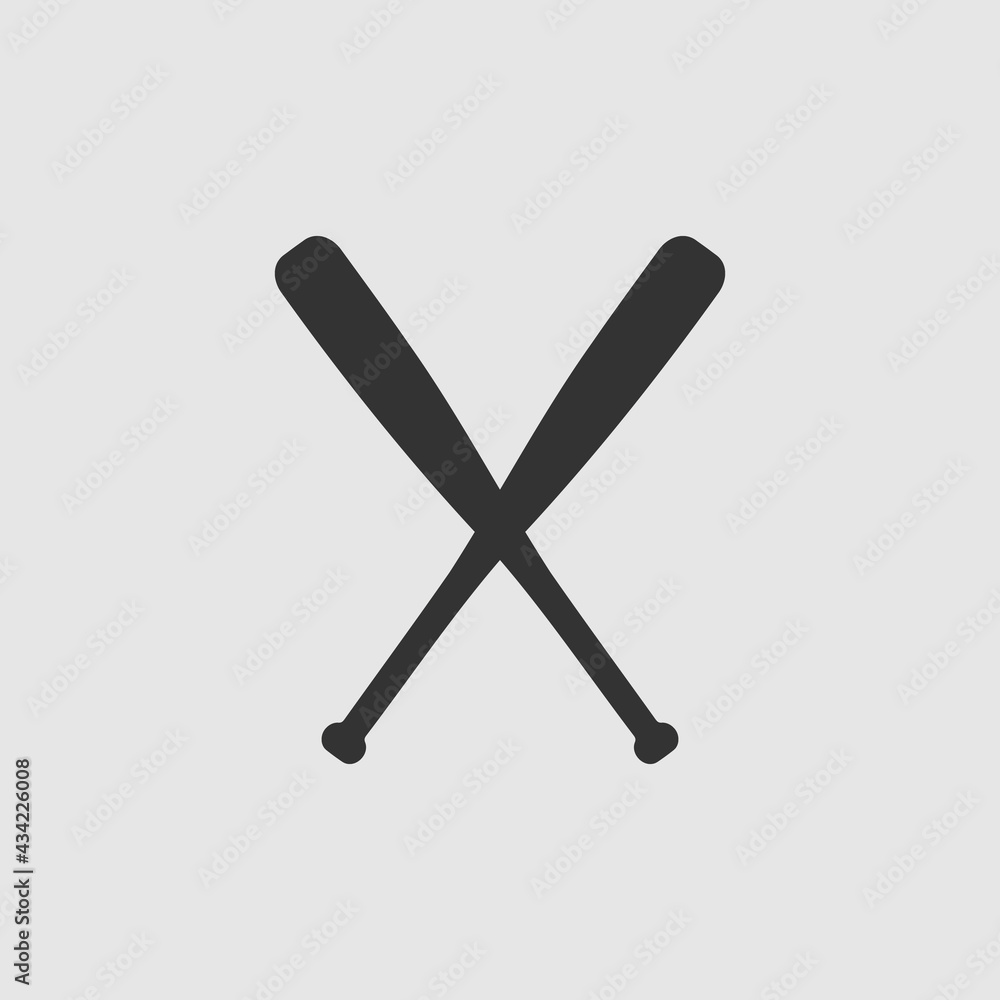 Vector Simple Crossed Baseball Bats Icon Vector Simple Crossed Baseball Bats Icon