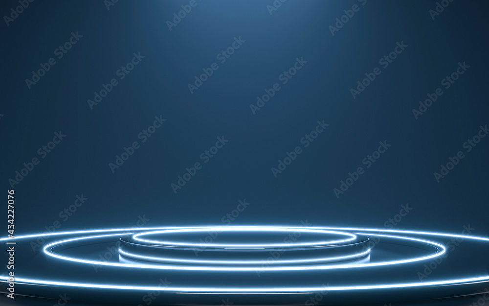 Fototapeta premium Futuristic pedestal for display. Blank podium for product. 3d rendering