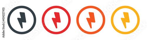 Charge flash, thunder bolt, lighting strike, electricity icon round button set illustration