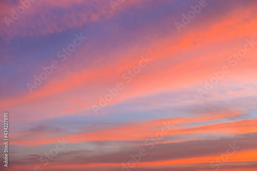 Beautiful sunset twilight sky with clouds natural background