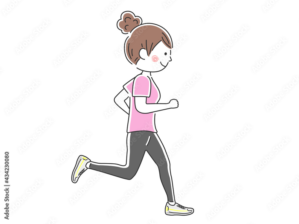 ランニングする女性のイラスト ランニングする女性のイラスト