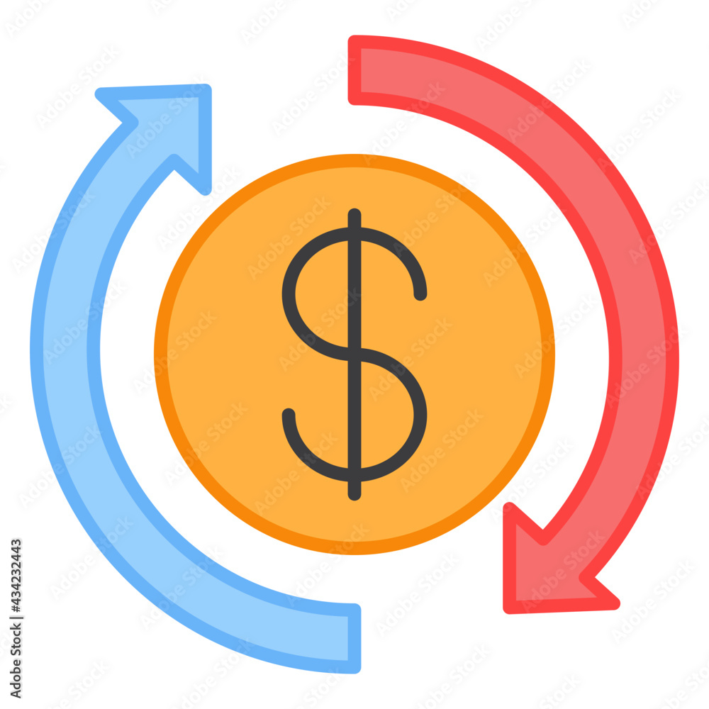 A flat design, icon of money rotation A flat design, icon of money rotation