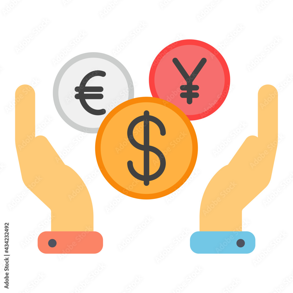 A flat design, icon of international currencies A flat design, icon of international currencies