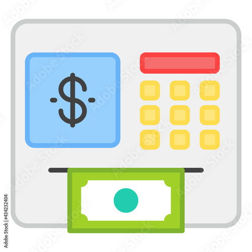 A flat design, icon of atm withdrawal