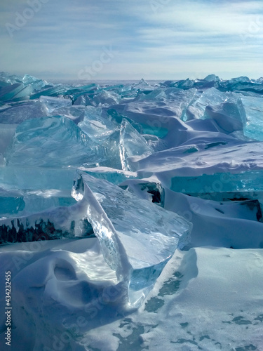 transparent ice blocks on lake baikal © baikalsky