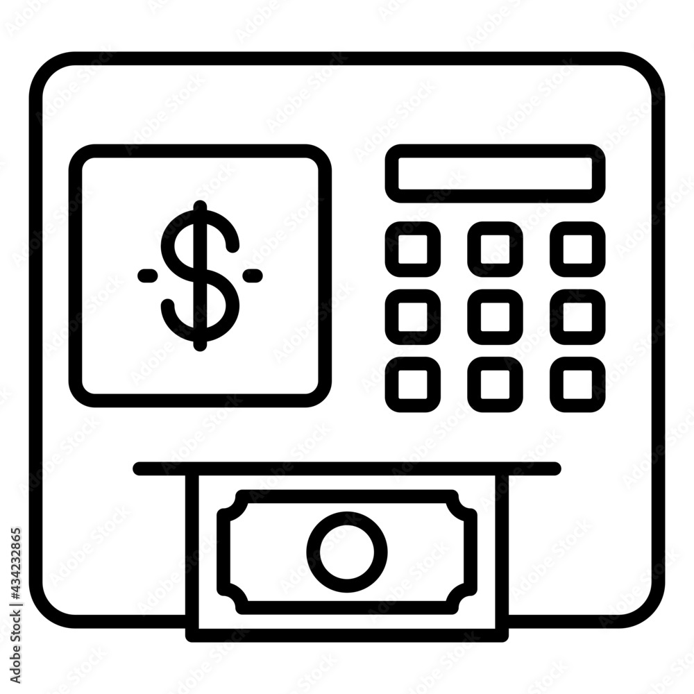 A linear design, icon of atm withdrawal A linear design, icon of atm withdrawal