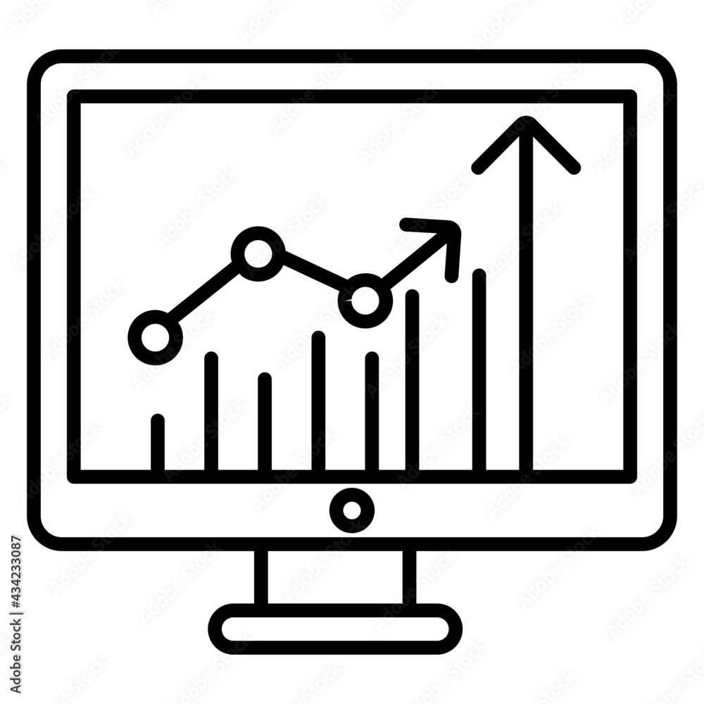 A linear design, icon of online growth chart A linear design, icon of online growth chart