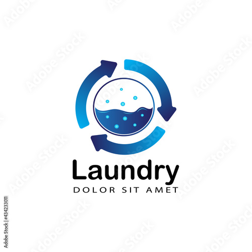 modern round arrow laundry logo template design in isolated background