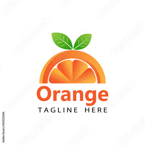 3d orange fresh logo template design vector in isolated white background