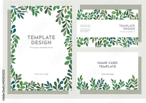 Green floral template design, Vector layout ornament concept for Art traditional, name card, magazine, book, poster