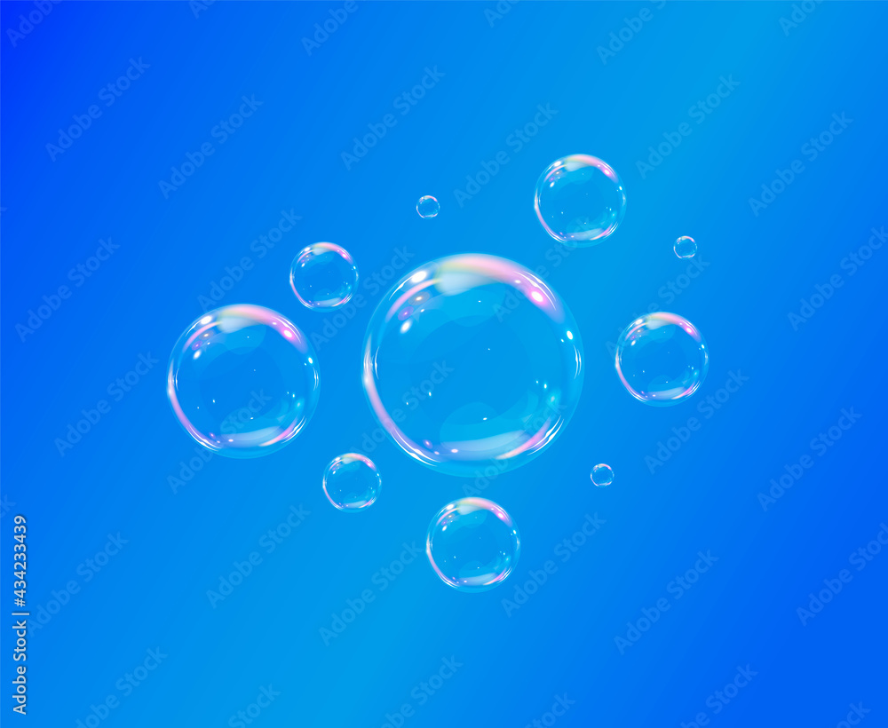 Collection Realistic Soap Bubbles