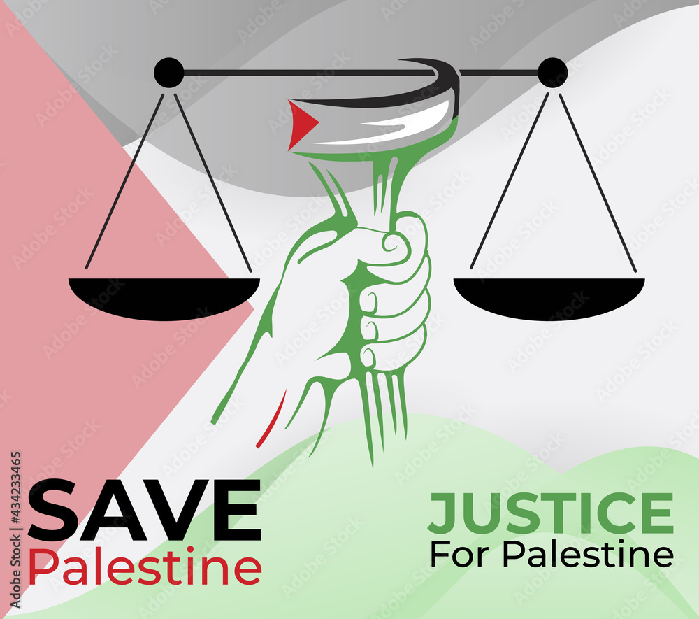 Justice for palestine vector design, save al-aqsa, save gaza palestine