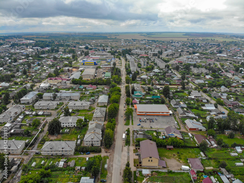 Aerial view of Lenin street (Sovetsk, Kirov region, Russia) photo