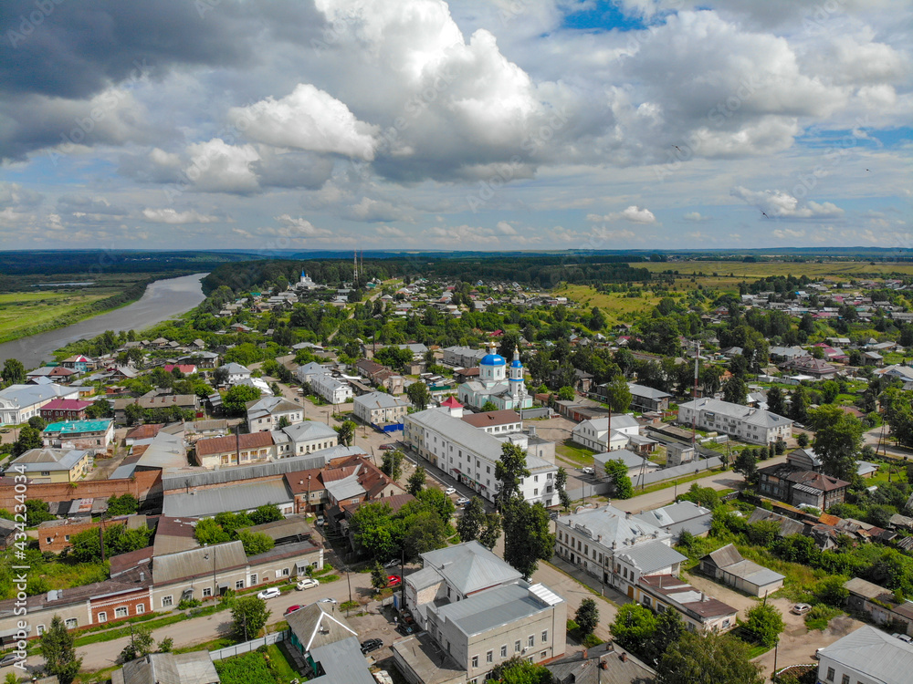 Aerial view of the city of Sovetsk (Kirov region, Russia)