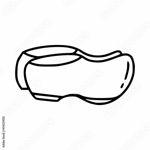 Rubber galoshes for gardening. Shoes in style of doodles. Vector outline icon