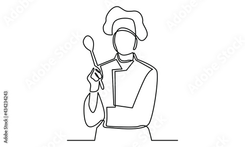 Continue line of chef vector illustration