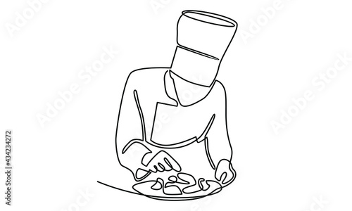 Continue line of chef vector illustration