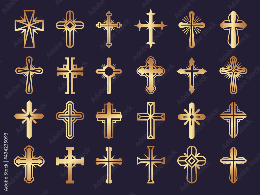 Christians Cross Religion Symbols Jesus Catholicism Tribal Authentic Icons