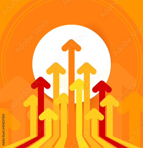 Arrows move to up. Concept economy success. Abstract background
