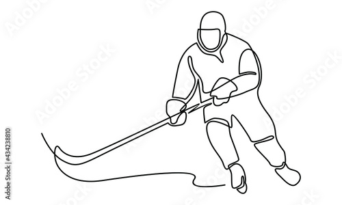 Continue line of ice hockey player vector illustration