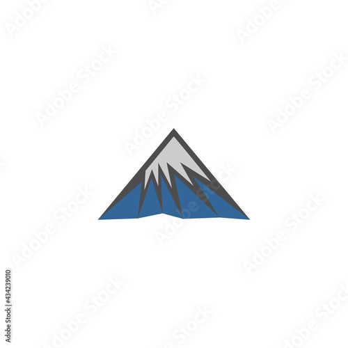 Minimalist Landscape Hills, Mountain Peaks River Creek Simple logo design Vector