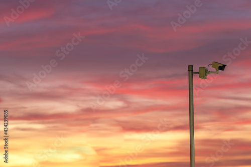 panoramic high-angle evening background of the city view,with natural beauty and blurred sunsets in the evening and the wind blowing all the time,showing the distribution of city center accommodation