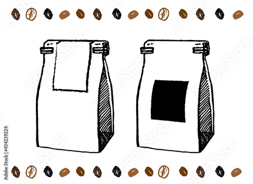 コーヒー豆のパッケージのイラスト素材。