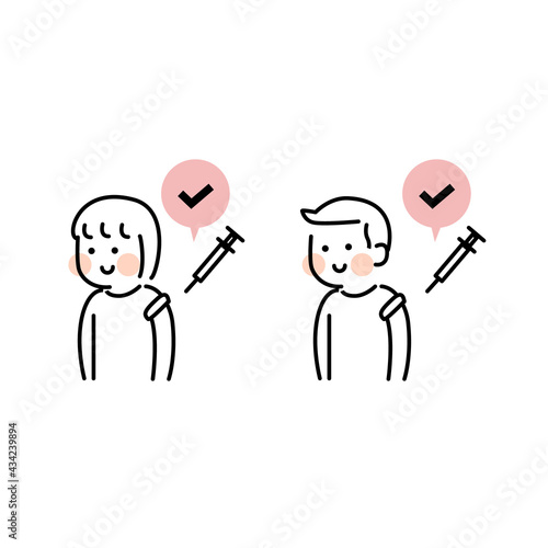 予防接種を受けるこどもたちイラスト素材