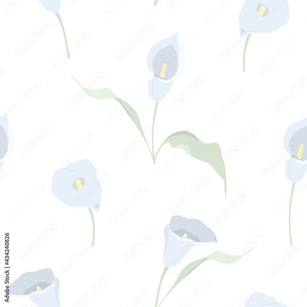Vector seamless pattern with calla lily flowers