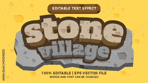 stone village comic games title editable text style effect illustrator. vector design template