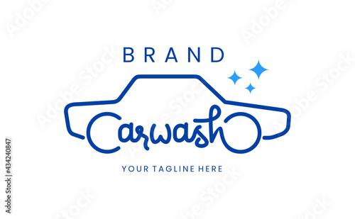 Car wash logo vector calligraphy. Ink illustration isolated on white. Unique hand lettering for car wash logo design. Vector EPS 10.
