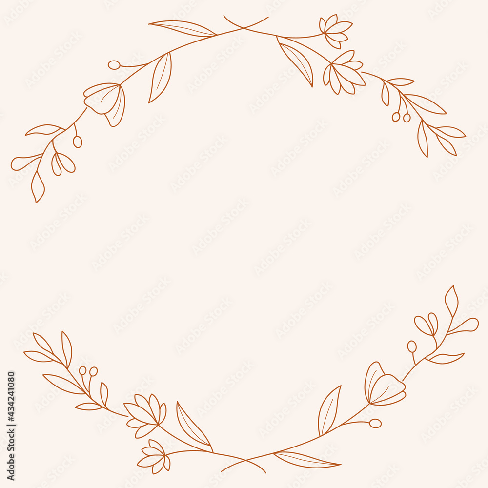 Floral Wreath branch in hand drawn style. Floral round blue and beige frame of twigs, leaves and flowers. Frames for the Valentine's day, wedding decor, logo and identity template. Floral Wreath branch in hand drawn style. Floral round blue and beige frame of twigs, leaves and flowers. Frames for the Valentine's day, wedding decor, logo and identity template.