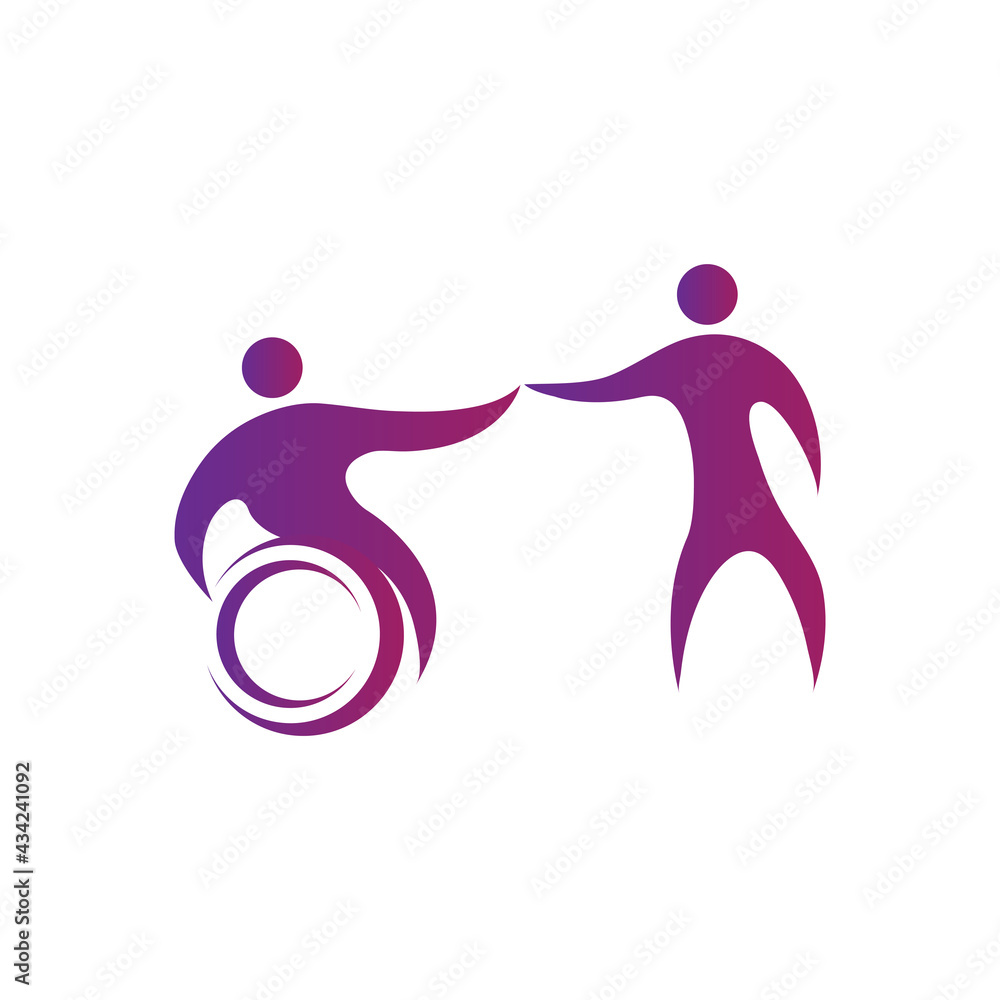 modern passionate disability people support in wheel chair logo ...