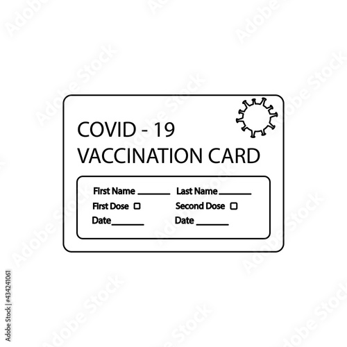 Vaccination certificate, card or passport covid 19 coronavirus black icon. Immune vaccination card for traveling smoothly. Symbol for: illustration, logo, design, web, dev, site, ui, ux. Vector EPS 10