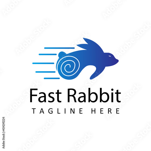 fast run rabbit logo illustration template design vector in isolated background can use for delivery agency