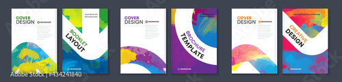 Watercolor A4 booklet colourful cover design template bundle set
