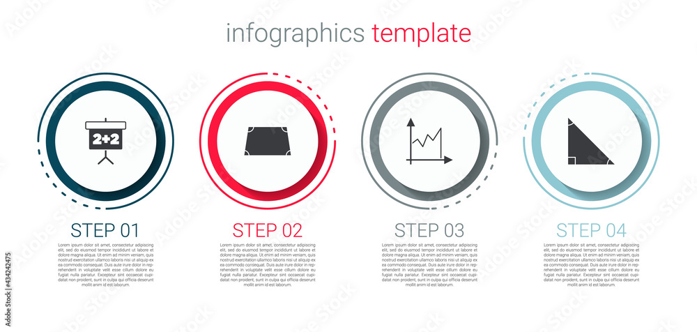 Set Chalkboard, Acute trapezoid shape, Graph, schedule, chart, diagram and Triangle math. Business infographic template. Vector Set Chalkboard, Acute trapezoid shape, Graph, schedule, chart, diagram and Triangle math. Business infographic template. Vector