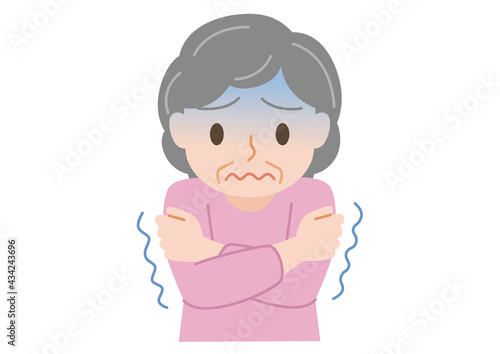 悪寒がする高齢者女性