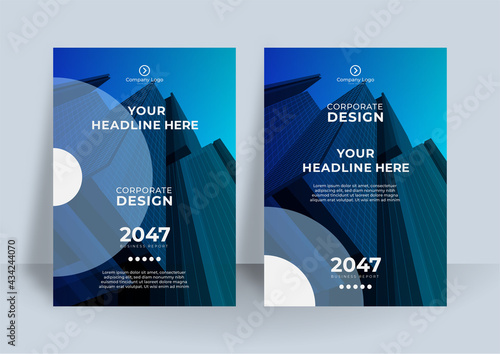 Modern blue gradient cover template with line geometric elements and shapes. Blue corporate identity cover business vector design, Flyer brochure advertising abstract background, Leaflet Modern poster