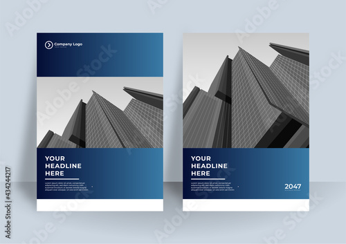 Corporate business presentation guide brochure template, Annual report, 16 page minimalist flat geometric business brochure design template, A4 size.