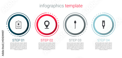 Set Clinical record, Location with cross hospital, Sperm and Digital thermometer. Business infographic template. Vector