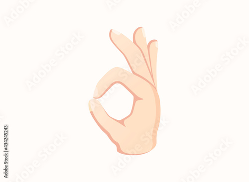 Ok hand icon. Hand gesture emoji vector illustration.
