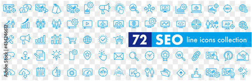Website stats, Target and Increase sales signs. Seo line icons. Traffic management, social network and seo optimization icons. Gear wheel, Search engine and increase mobile sales. Vector