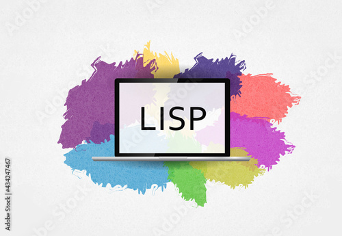 Lisp Programming Language.  Word Lisp on laptop  photo