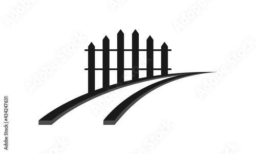 Fence and road vector logo