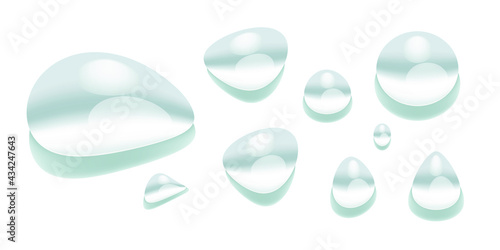 Water Droplets With Gradient On White Background. Vector EPS10