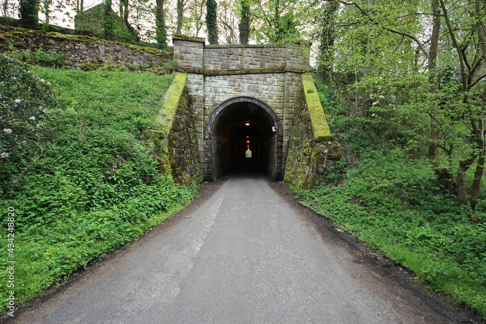 Old stone road tunnel in North Derbyshire, U.K..